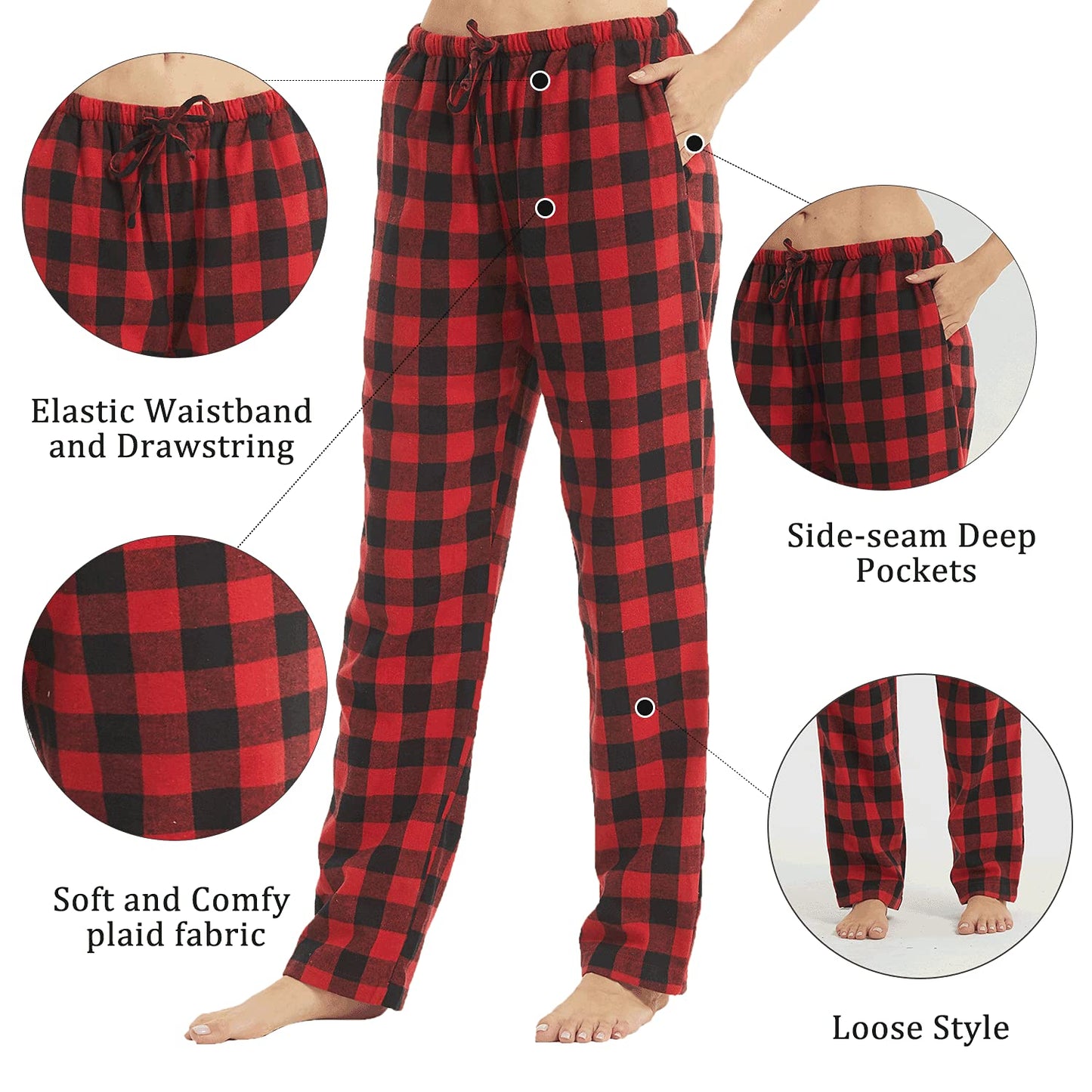 YUSHOW Womens Flannel Pajama Pants for Women Soft Plaid Pj Bottoms Lounge Pj Pants