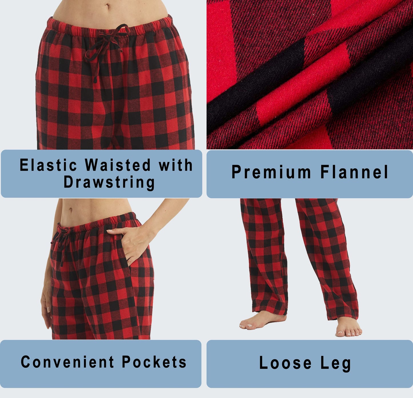 YUSHOW Womens Flannel Pajama Pants for Women Soft Plaid Pj Bottoms Lounge Pj Pants