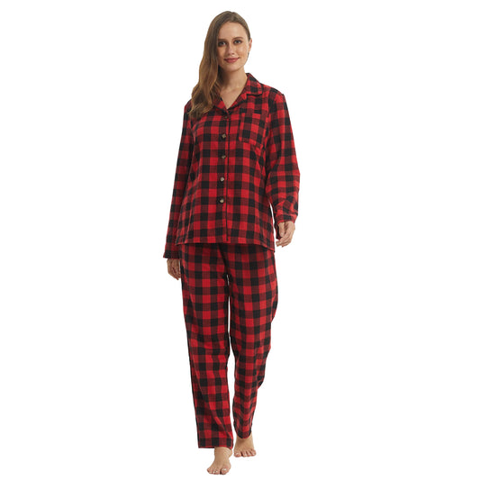 YUSHOW Women's Flannel Pajama Set Long Sleeve Soft Comfy Sleepwear with Long Pants Cotton Loungewear