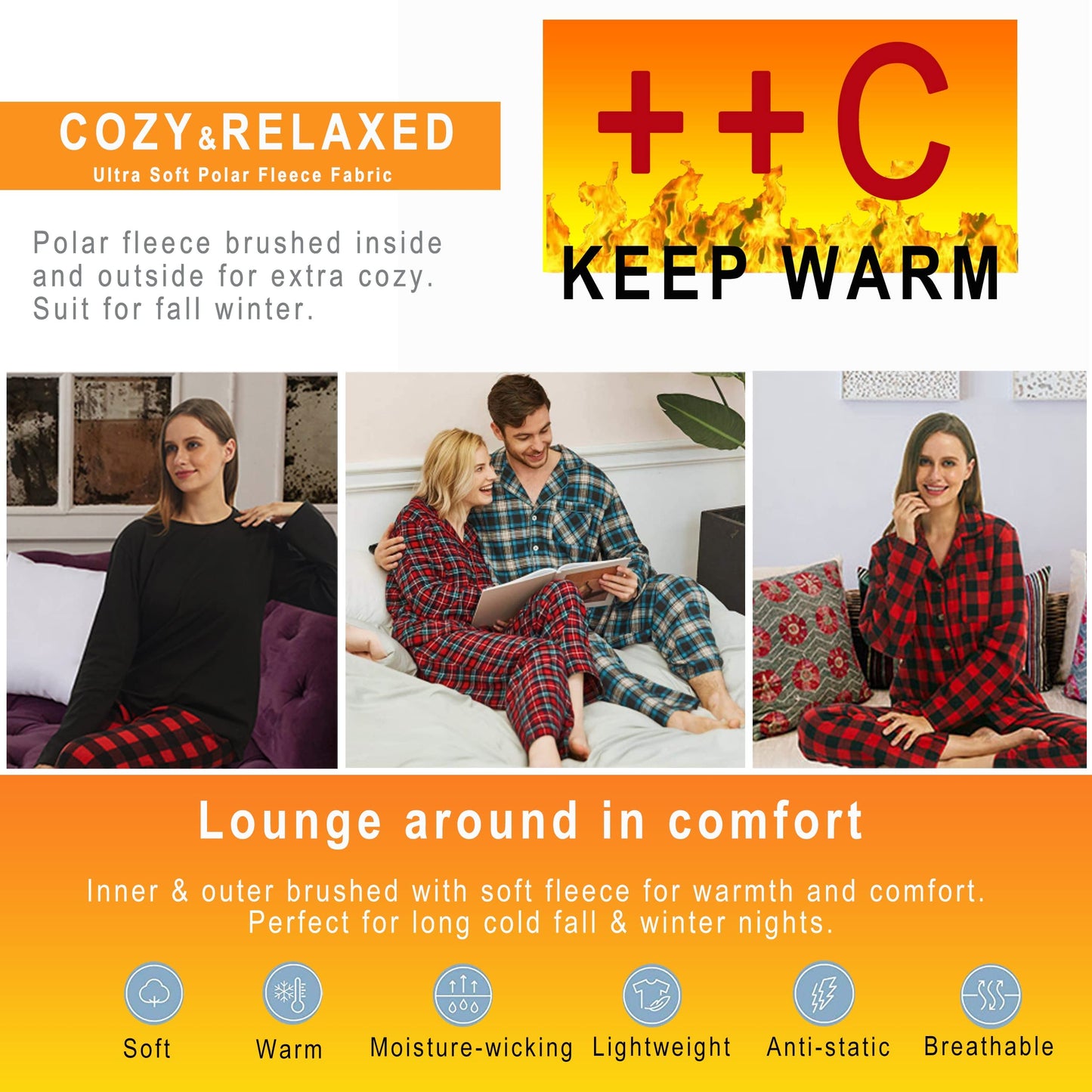 YUSHOW Women’s Fleece Pajama Pants, Comfy Buffalo Plaid PJs with Pockets