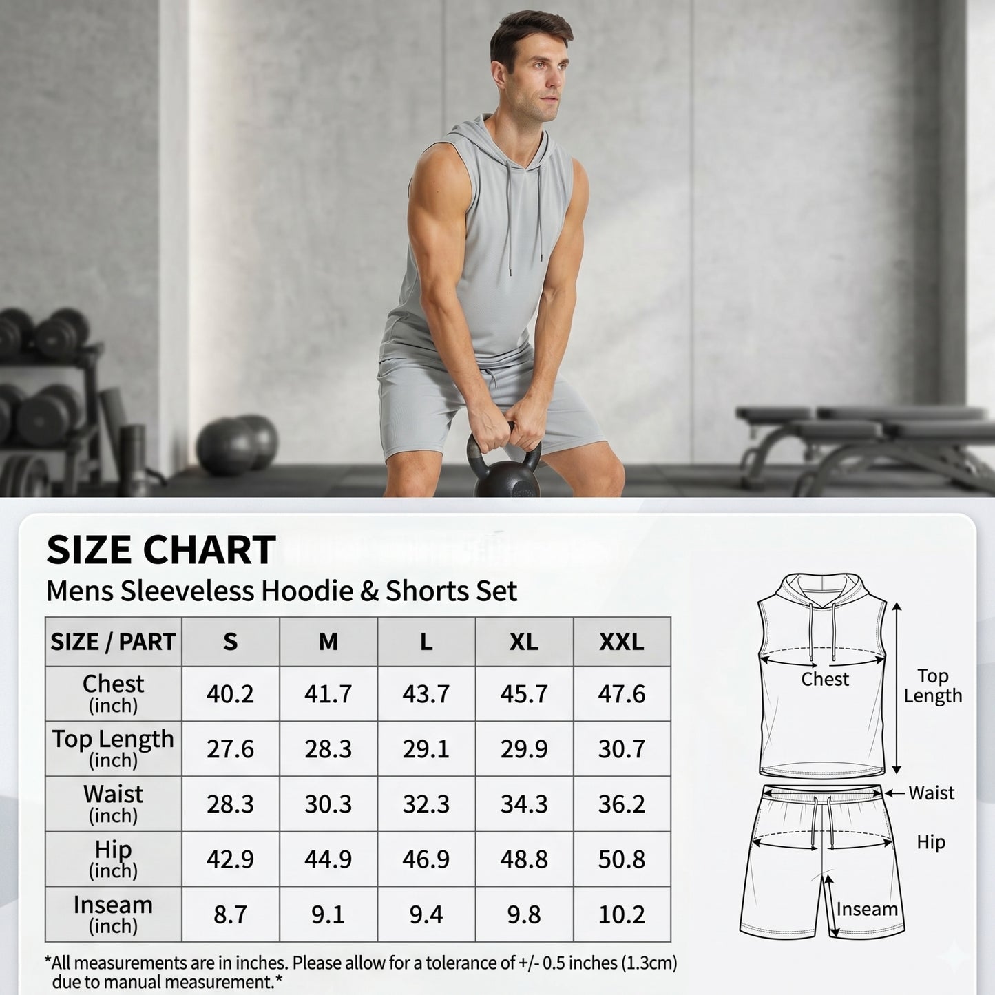 Men's 2 Piece Summer Outfits Sleeveless Hoodie and Gym Shorts Set Breathable Mesh Workout Set