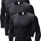 YUSHOW Men's 3-Pack Long Sleeve Compression Workout Shirts, Quick-Dry & Moisture-Wicking