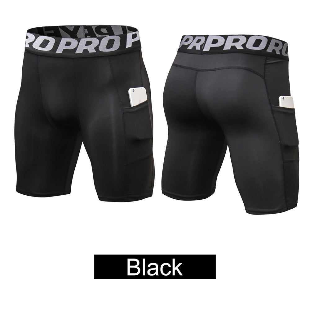YUSHOW 3 Pack Men's Compression Shorts Running Gym Yoga Athletic Workout Underwear with Pockets