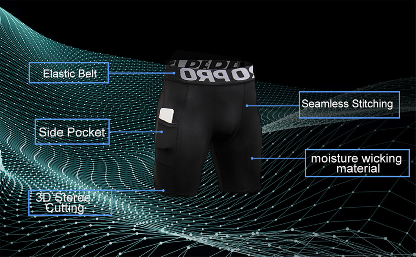 YUSHOW 3 Pack Men's Compression Shorts Running Gym Yoga Athletic Workout Underwear with Pockets