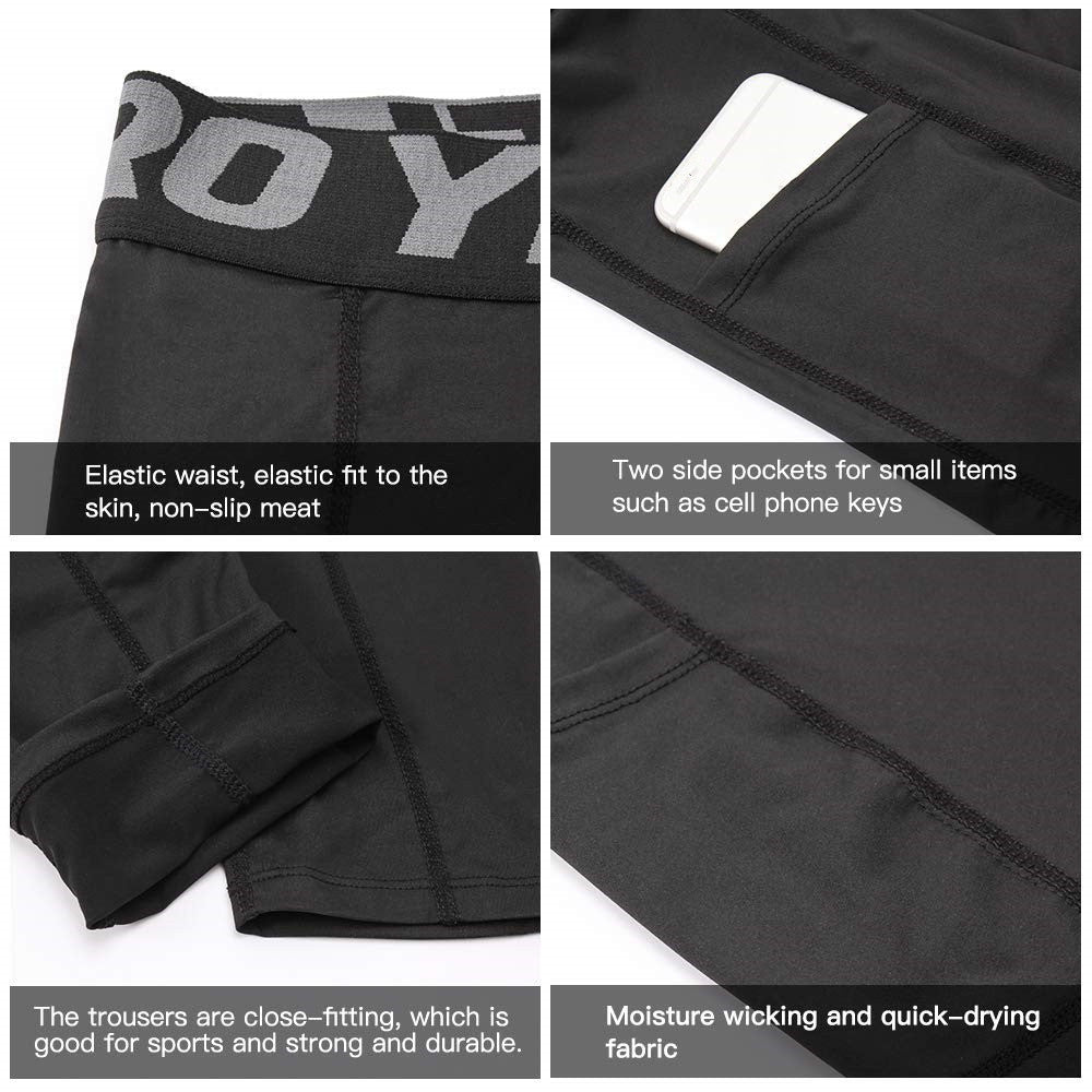 YUSHOW 3 Pack Men's Compression Shorts Running Gym Yoga Athletic Workout Underwear with Pockets