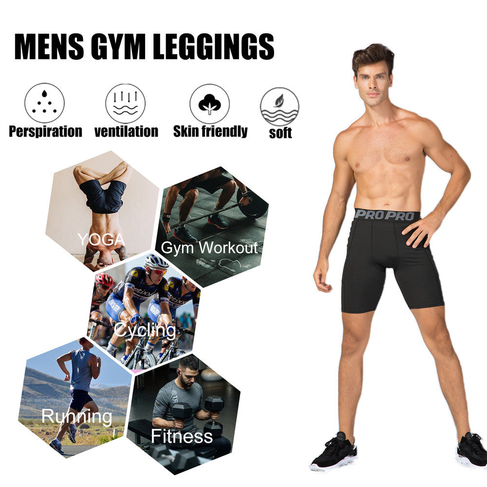YUSHOW 3 Pack Men's Compression Shorts Running Gym Yoga Athletic Workout Underwear with Pockets