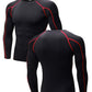 YUSHOW Men's 3-Pack Long Sleeve Compression Workout Shirts, Quick-Dry & Moisture-Wicking