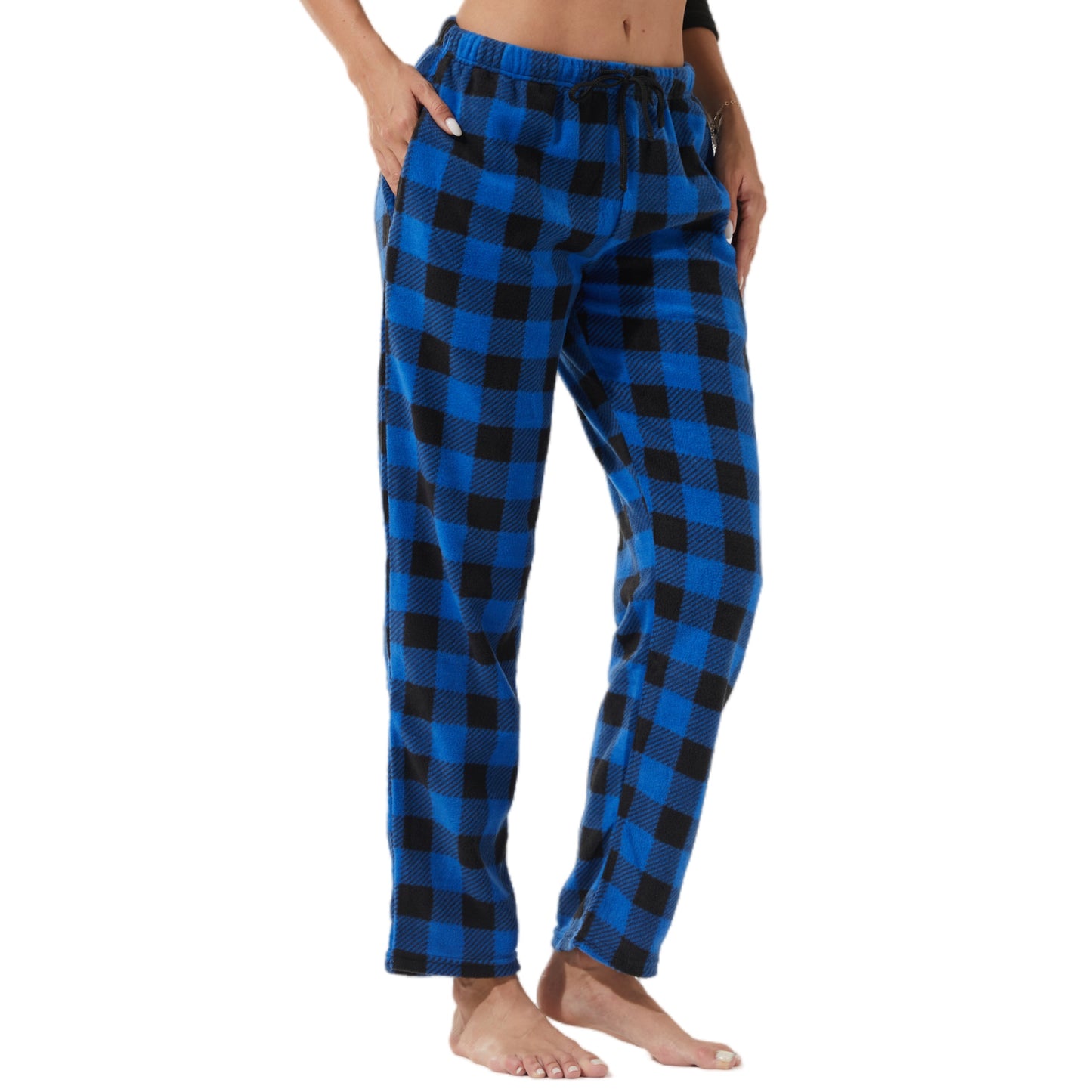 YUSHOW Women’s Fleece Pajama Pants, Comfy Buffalo Plaid PJs with Pockets