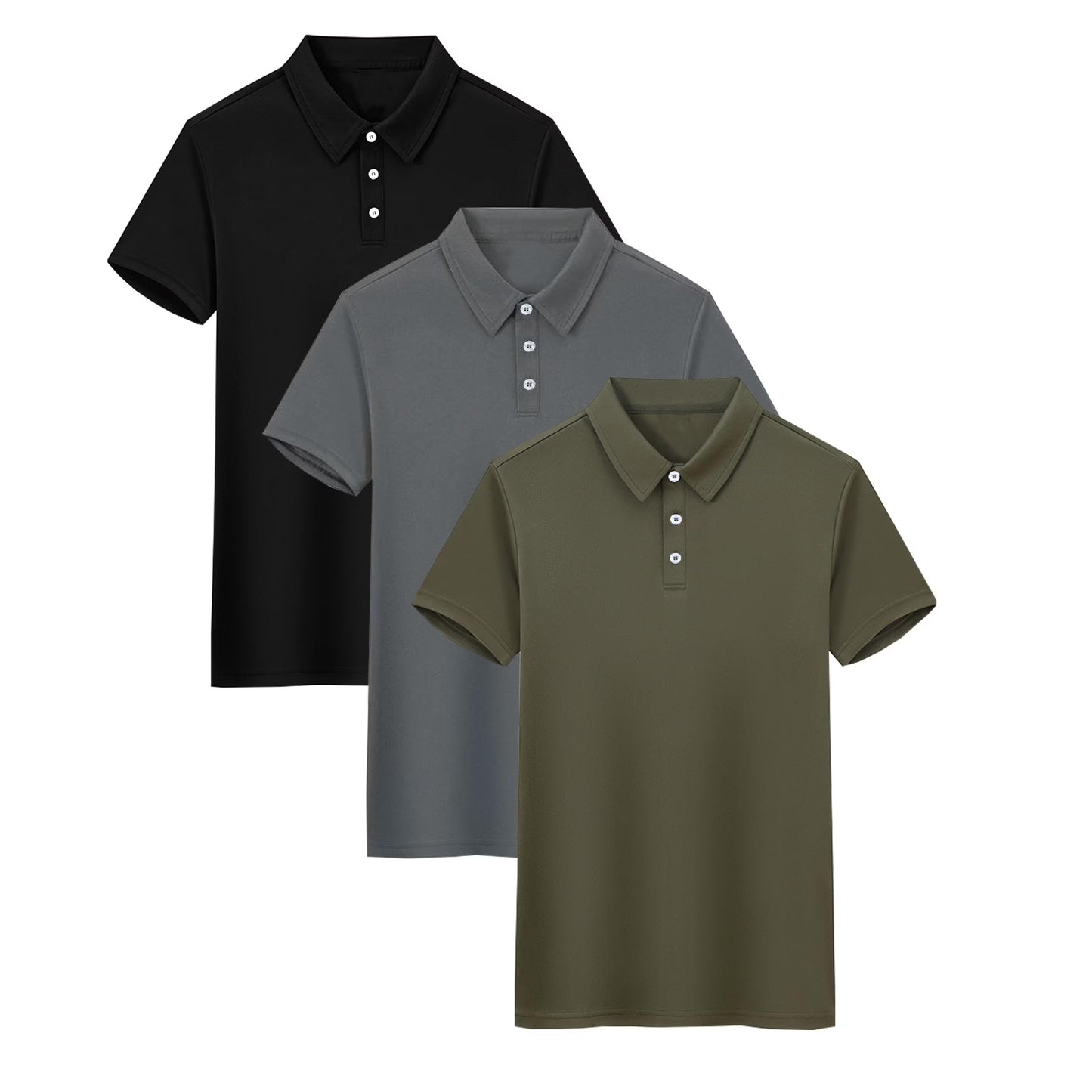 3 Pack Mens Polo Shirts Mesh Short Sleeve Shirts Quick Dry Golf Casual Workout Shirts
