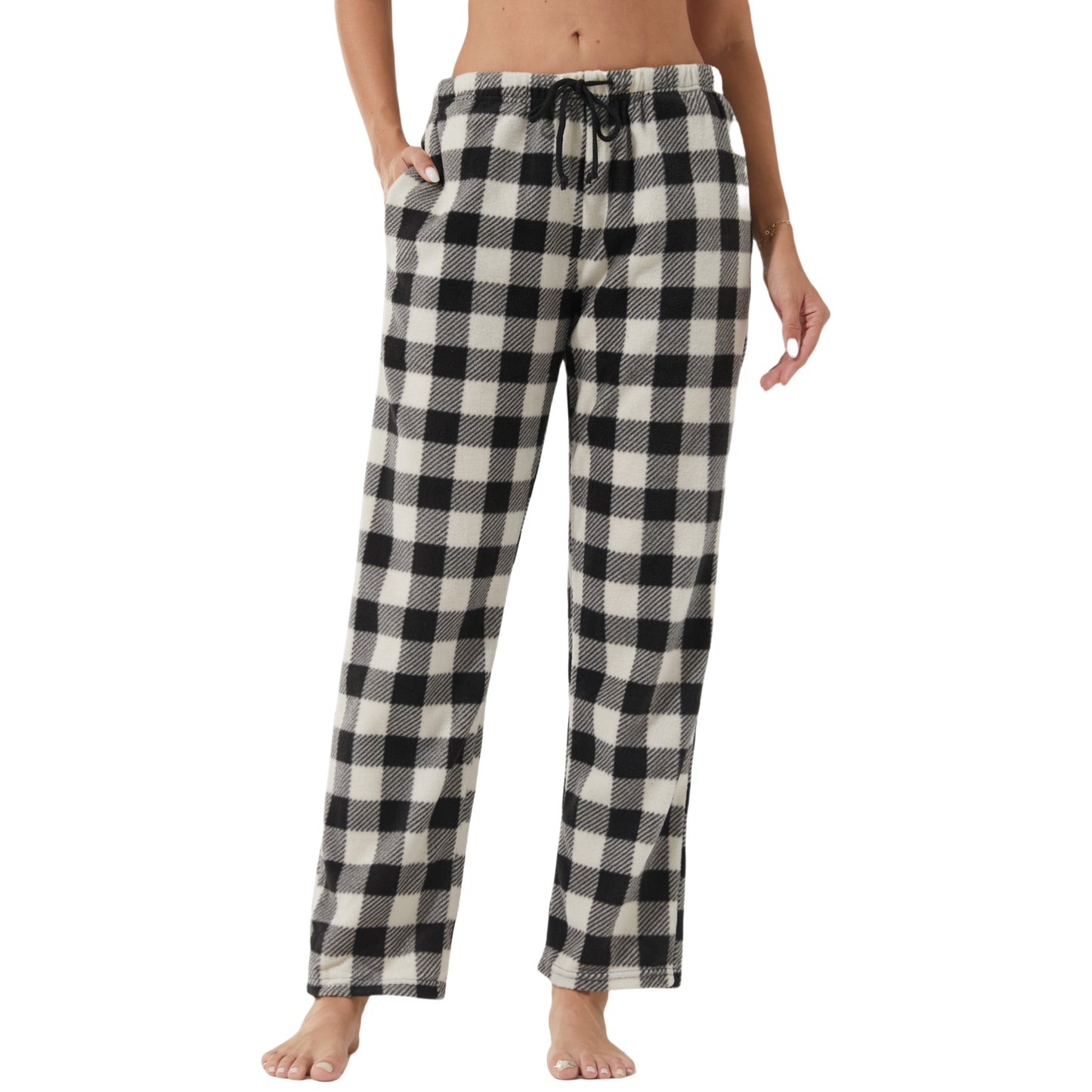 YUSHOW Women’s Fleece Pajama Pants, Comfy Buffalo Plaid PJs with Pockets