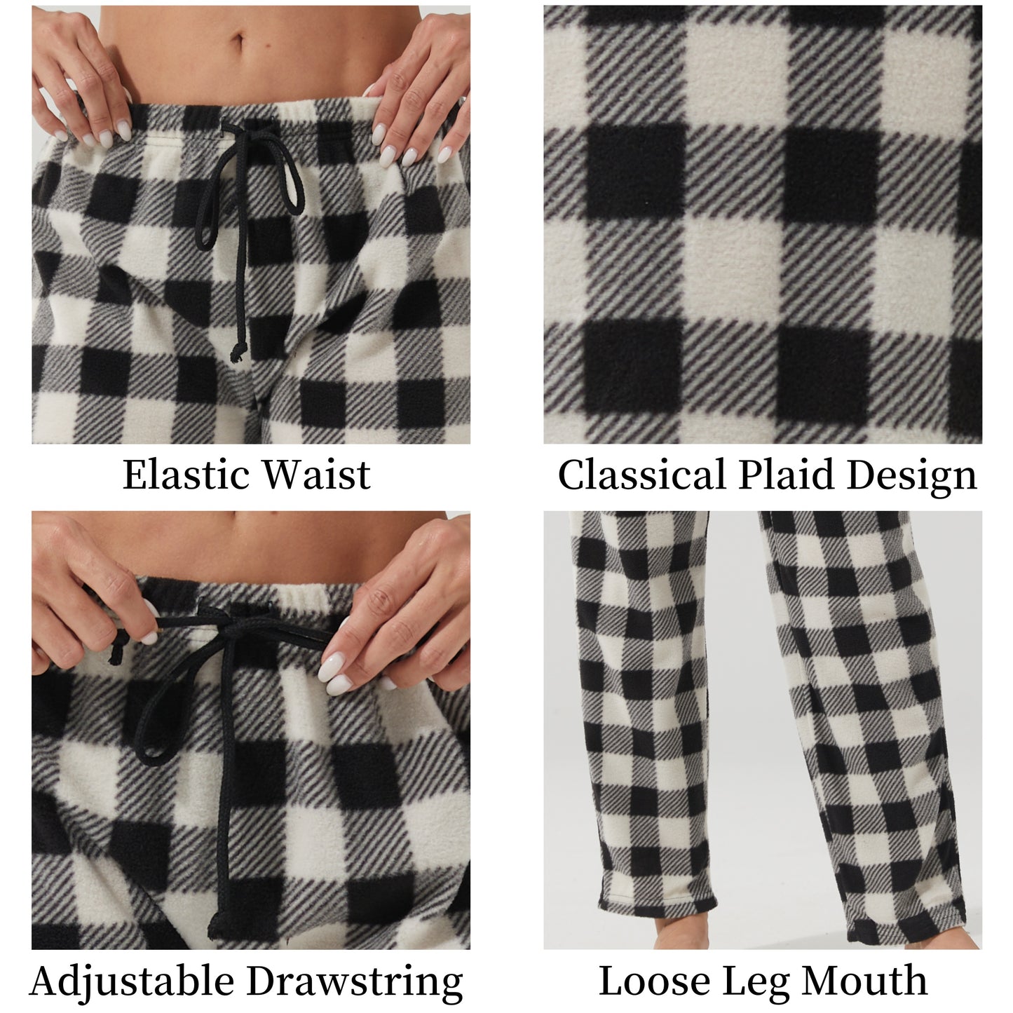 YUSHOW Women Fleece Pajama Pants Buffalo Plaid Pjs Bottoms Soft Comfy Sleep Lounge Pj Pants