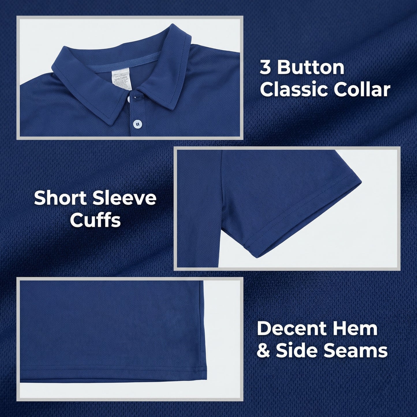 3 Pack Mens Polo Shirts Mesh Short Sleeve Shirts Quick Dry Golf Casual Workout Shirts