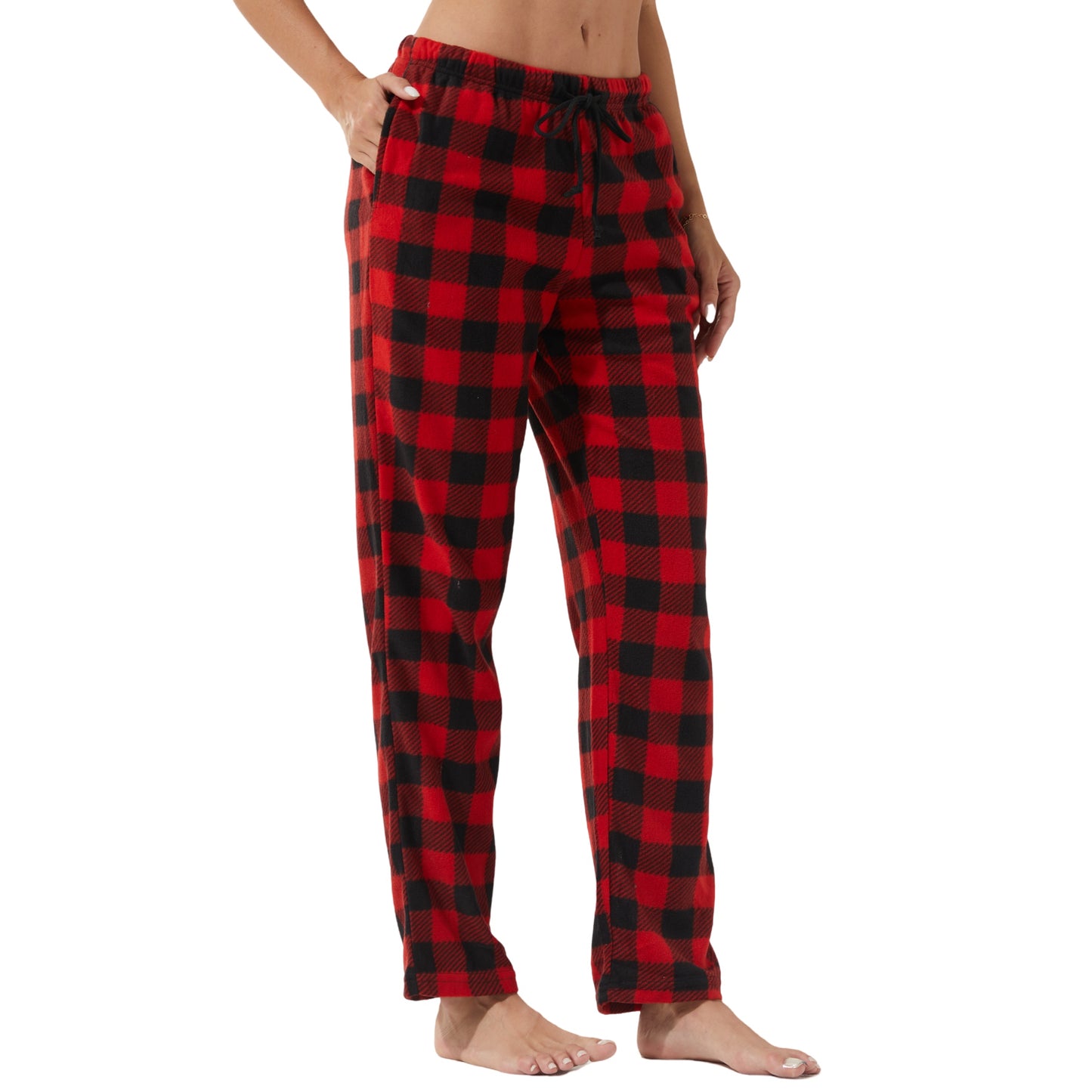 YUSHOW Women’s Fleece Pajama Pants, Comfy Buffalo Plaid PJs with Pockets