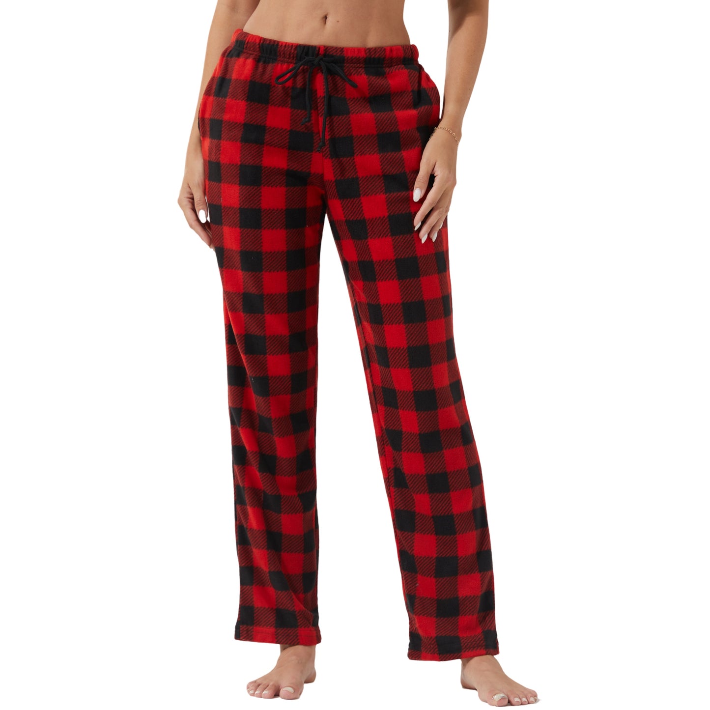 YUSHOW Women’s Fleece Pajama Pants, Comfy Buffalo Plaid PJs with Pockets