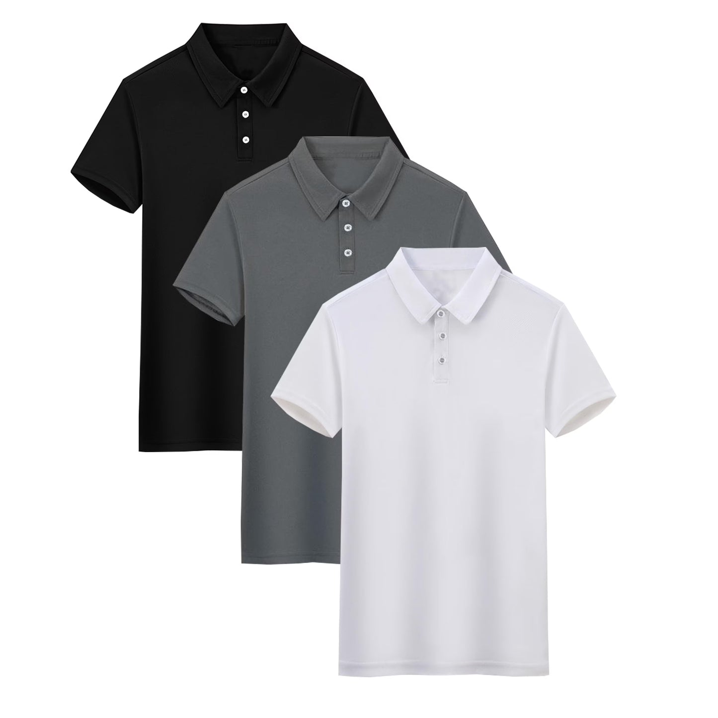 3 Pack Mens Polo Shirts Mesh Short Sleeve Shirts Quick Dry Golf Casual Workout Shirts