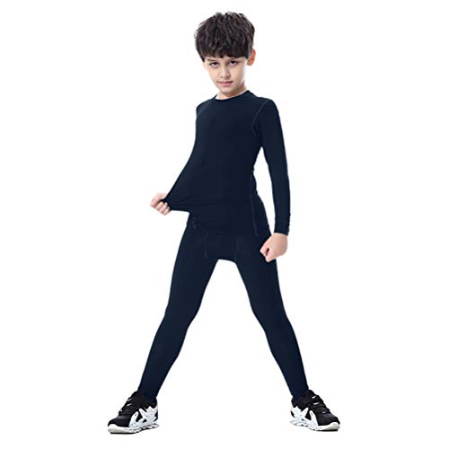 YUSHOW Boys Athletic Base Layer Compression Underwear Set 2pcs Long John for Kids Unisex Size 5