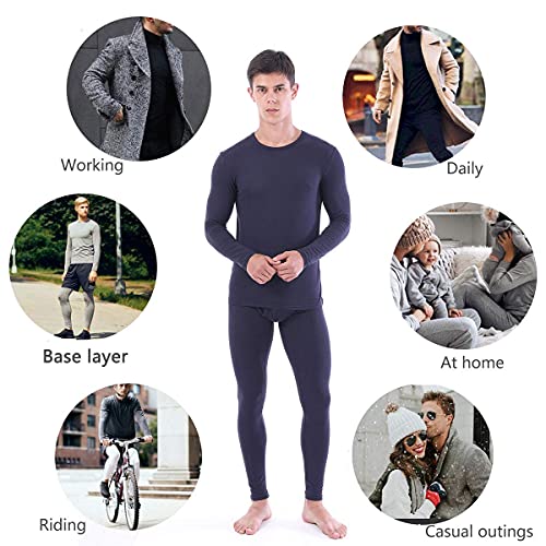 YUSHOW Men Traditional Long Johns Thermal Underwear Top Male Ultra Soft Fleece Tee Cold Weather Size 2X-Large