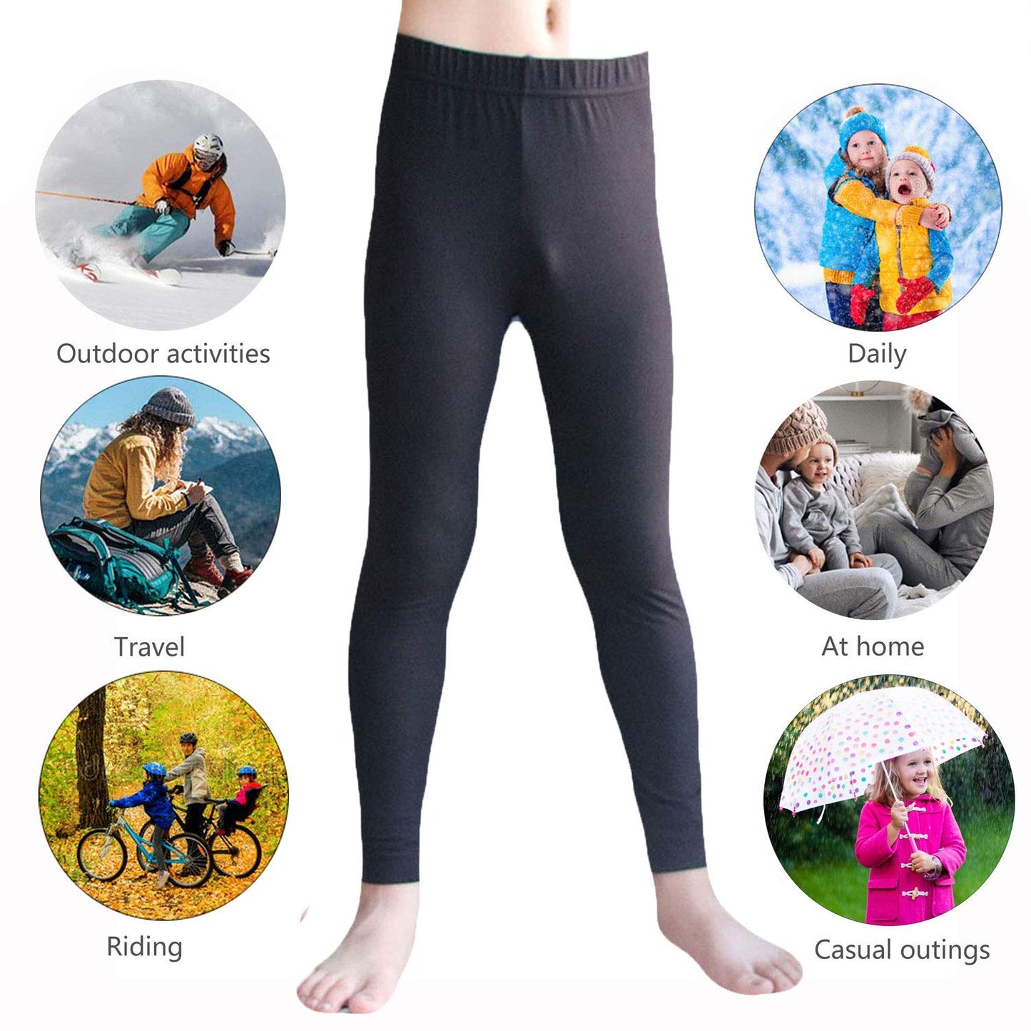 YUSHOW Boys Thermal Pants Unisex Long John Base Layer Underwear Bottoms Insulated for Outdoor Ski Warmth/Extreme Cold Pajamas Size Large