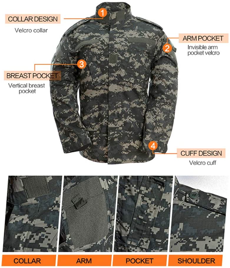 YUSHOW Men's Military Tactical Uniform Combat Jacket and Pants Set