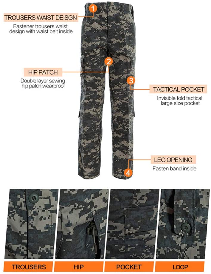 YUSHOW Men's Military Tactical Uniform Combat Jacket and Pants Set