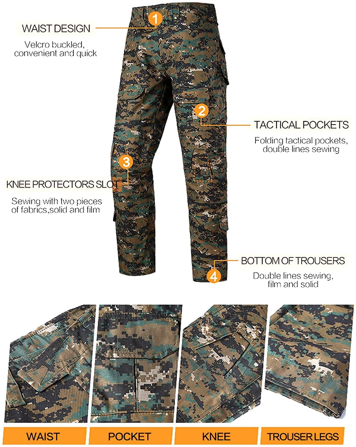 YUSHOW Men's Airsoft Multicam Tactical Military RipStop Uniform Pants