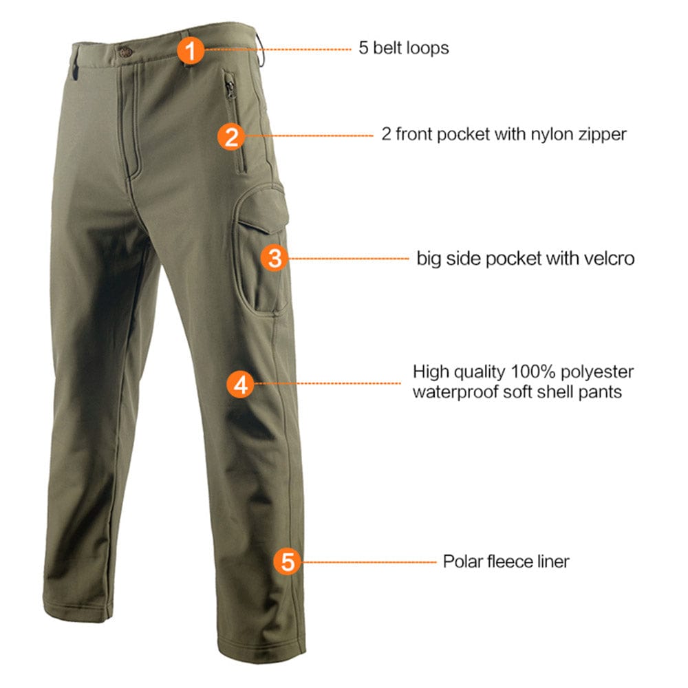 YUSHOW Men's Ski Tactical Hiking Fleece Lined Soft Shell Pants
